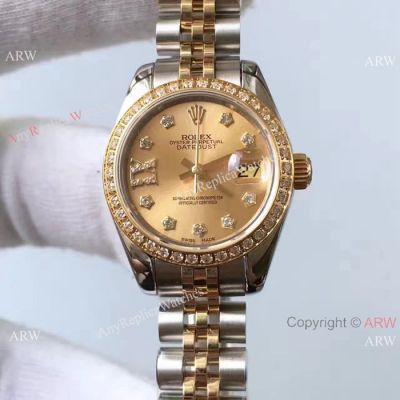 Upgraded Version Rolex Datejust Jubilee Replica Watch - 2-Tone Star Diamond Face 26mm